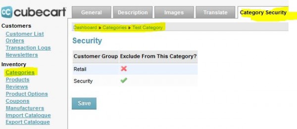 Category & Document Security Plugin - Customer Groups Security Plugin for CubeCart Image